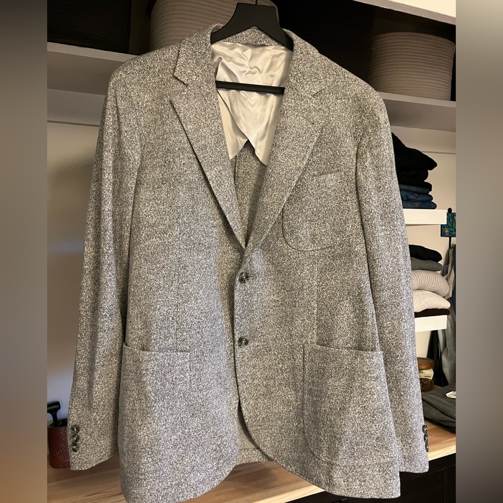 Patrick Assaraf Two Button Wool Blazer Grey 54